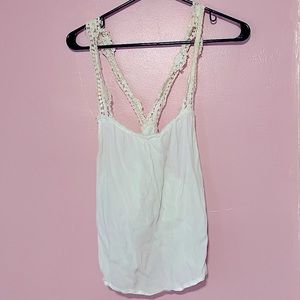 Off-White Flowy Tank with Lace Straps Size M